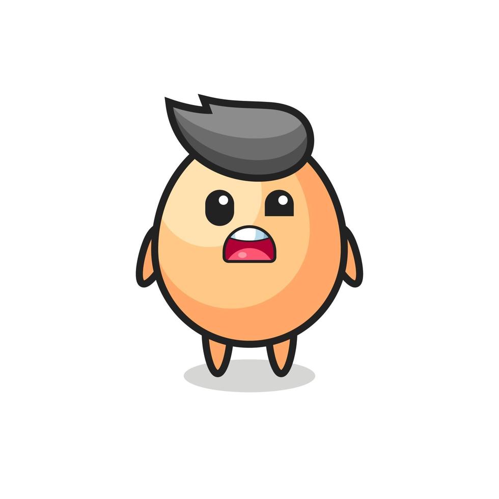 the shocked face of the cute egg mascot vector