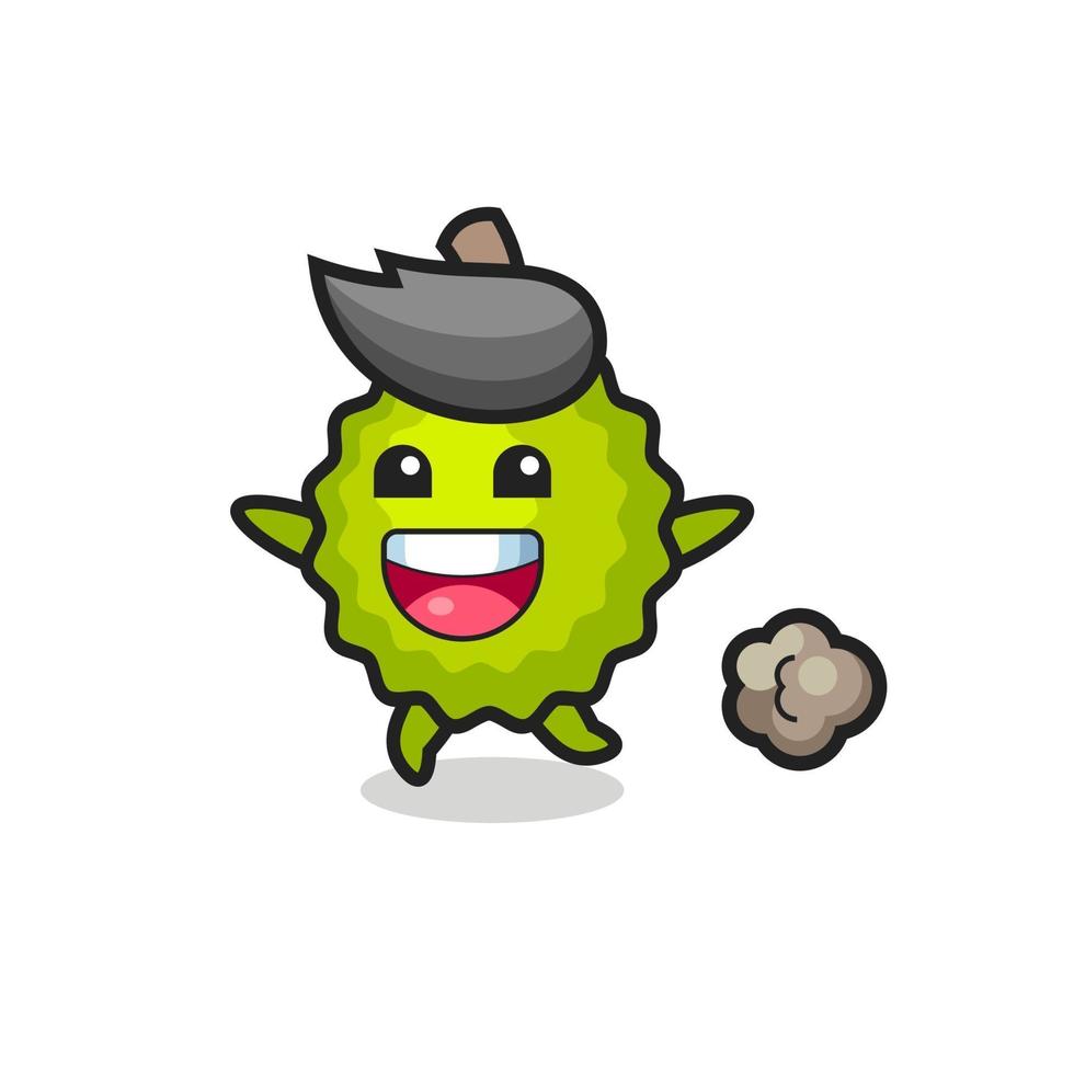 the happy durian cartoon with running pose vector