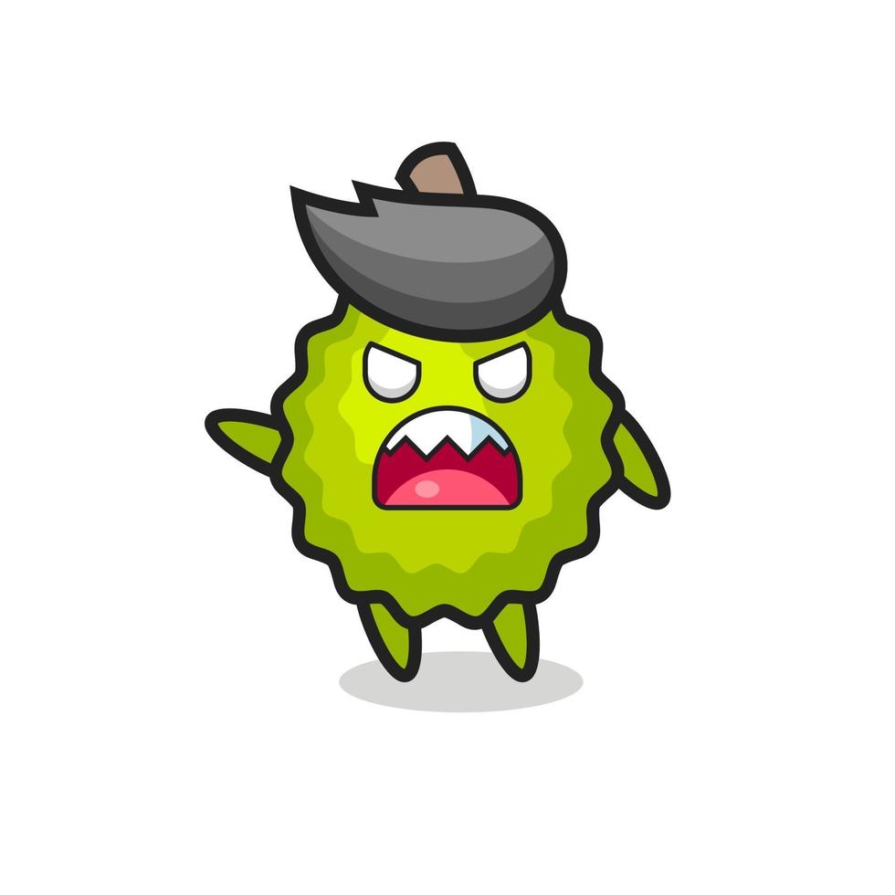 cute durian cartoon in a very angry pose vector