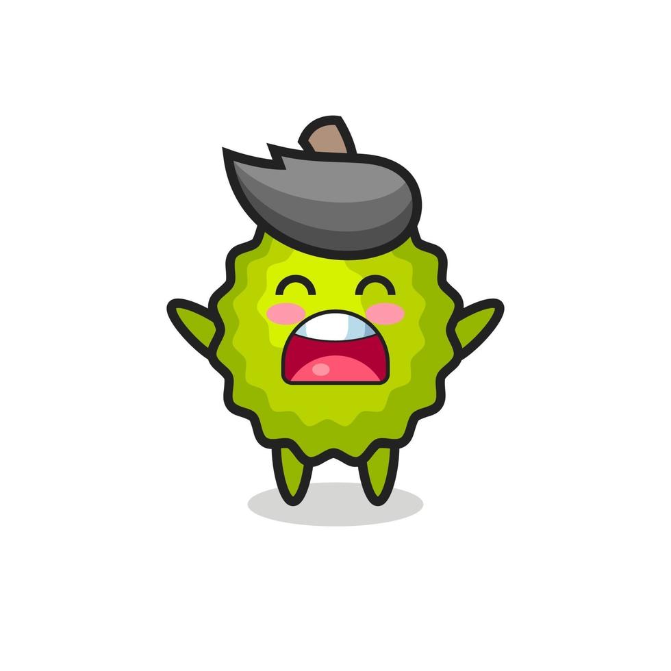 cute durian mascot with a yawn expression vector