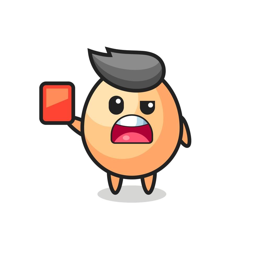 egg cute mascot as referee giving a red card vector