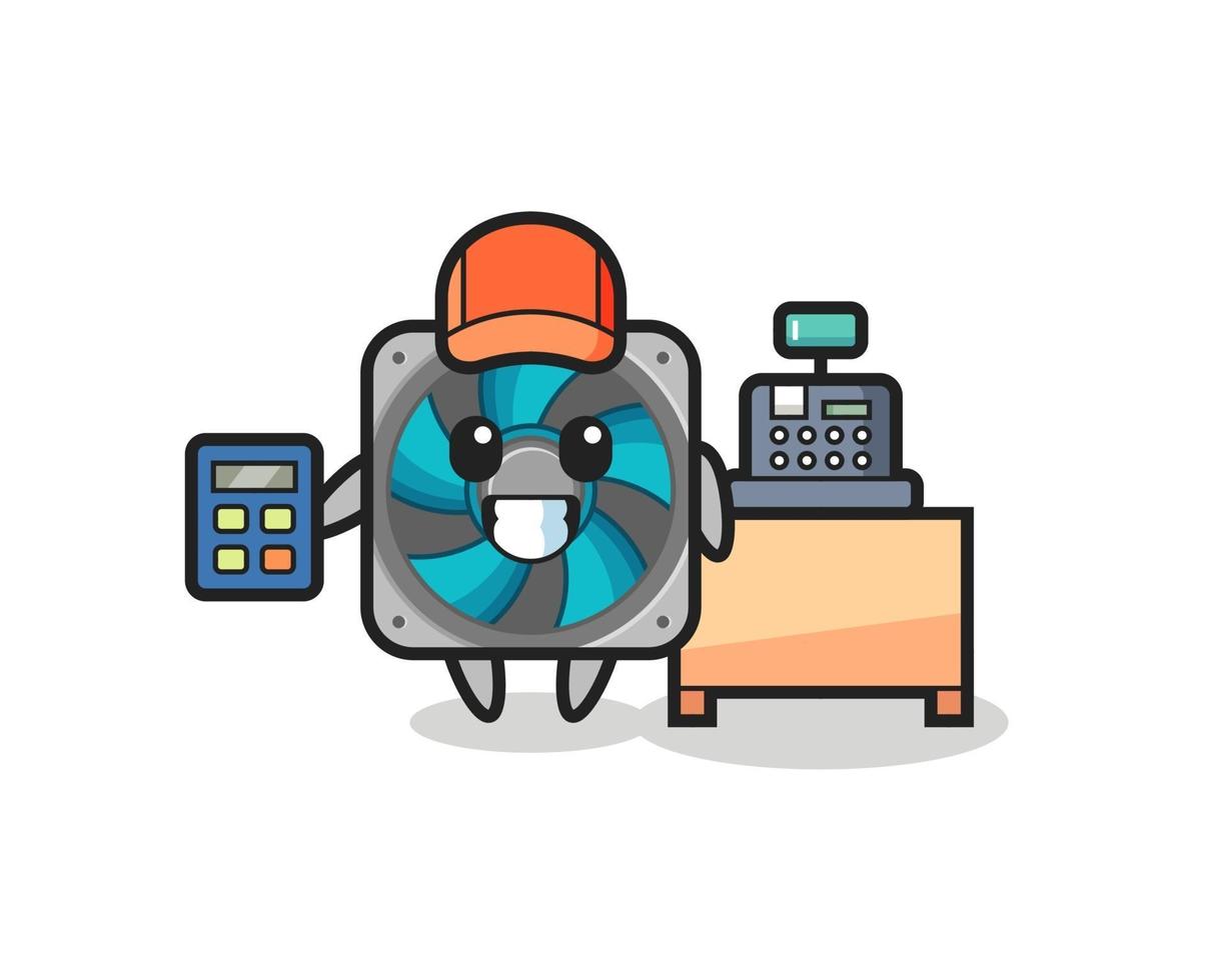 Illustration of computer fan character as a cashier vector