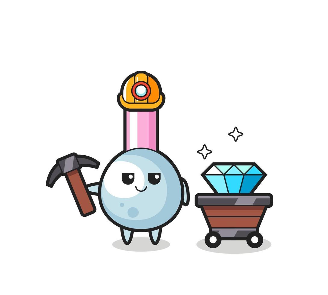 Character Illustration of cotton bud as a miner vector