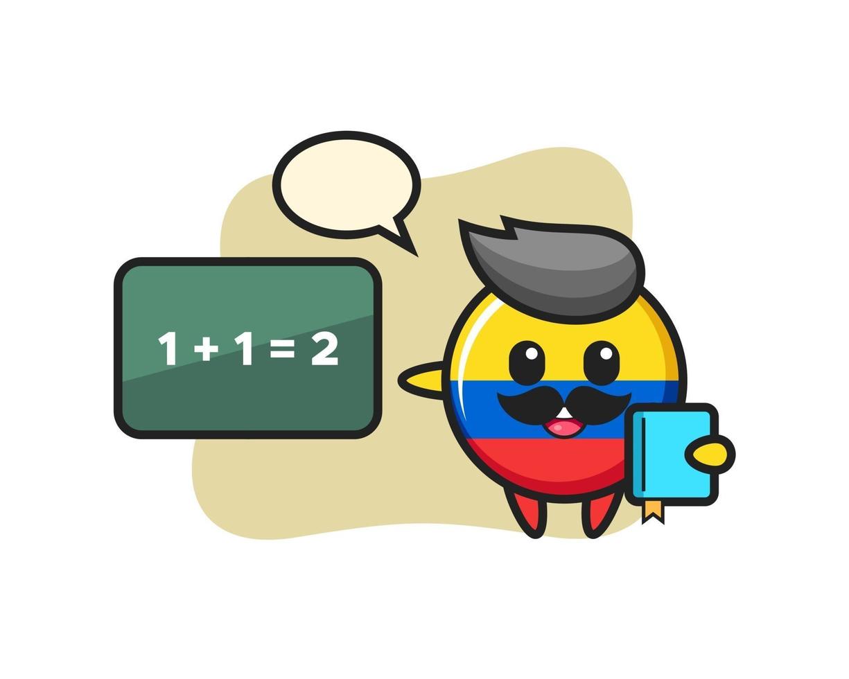 Illustration of colombia flag badge character as a teacher vector