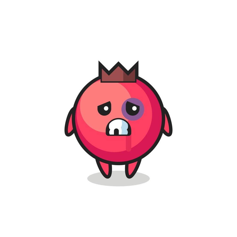 injured cranberry character with a bruised face vector