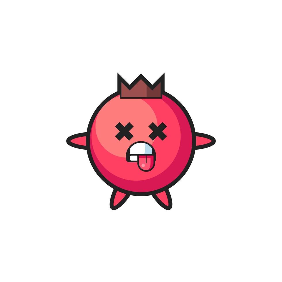 character of the cute cranberry with dead pose vector