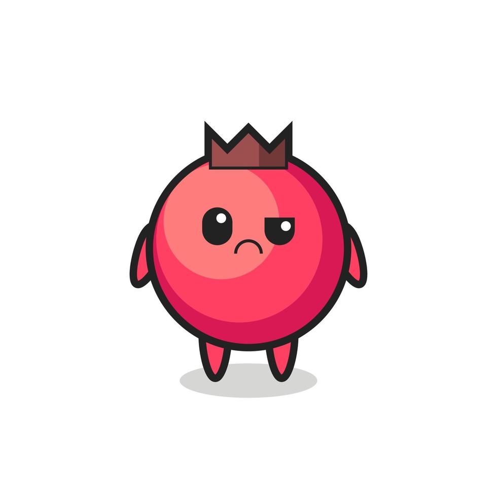 the mascot of the cranberry with sceptical face vector
