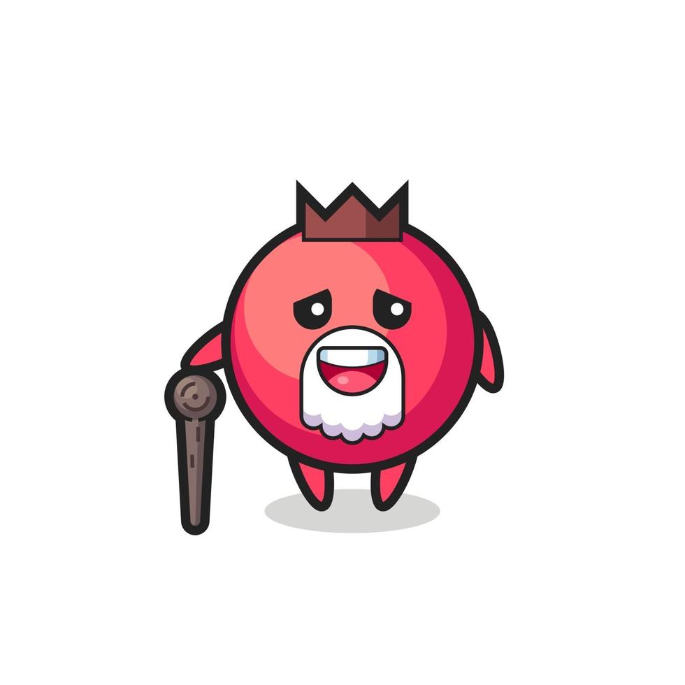 cute cranberry grandpa is holding a stick vector