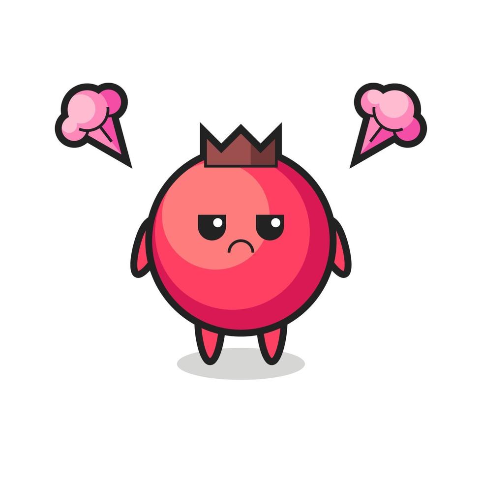 annoyed expression of the cute cranberry cartoon character vector