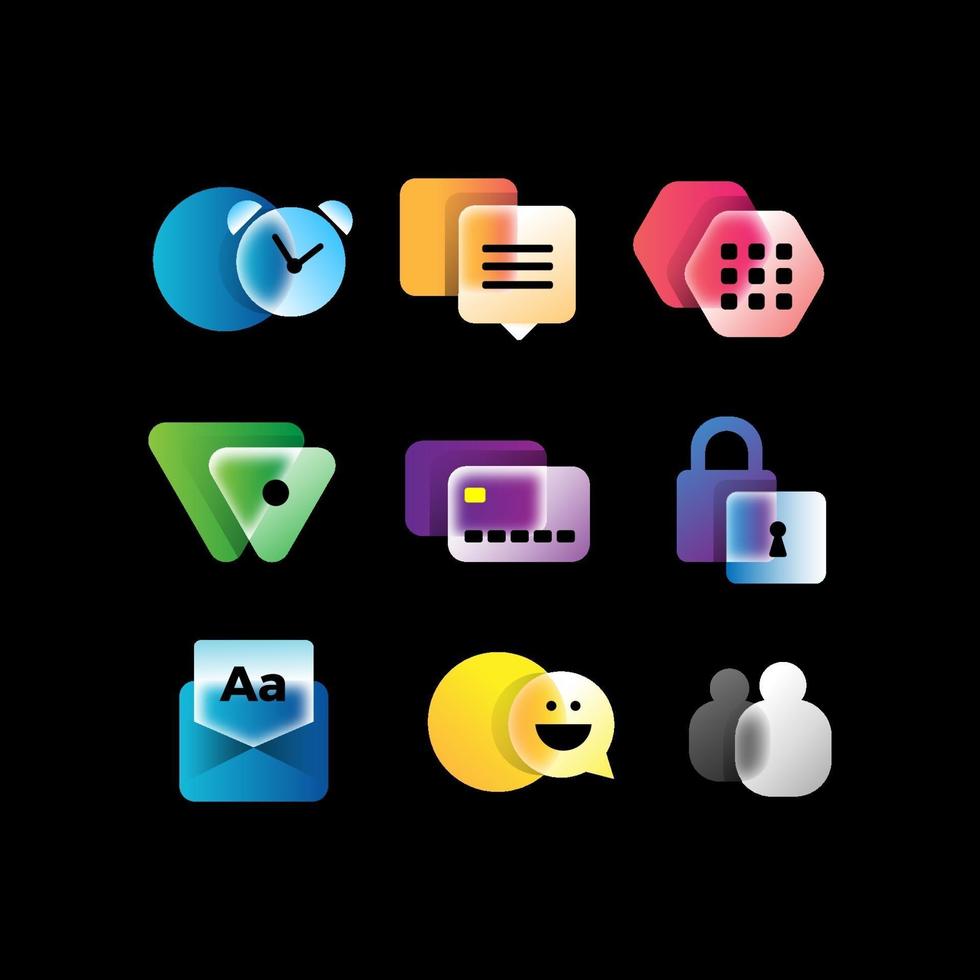 Glassmorphism Icon Collection vector