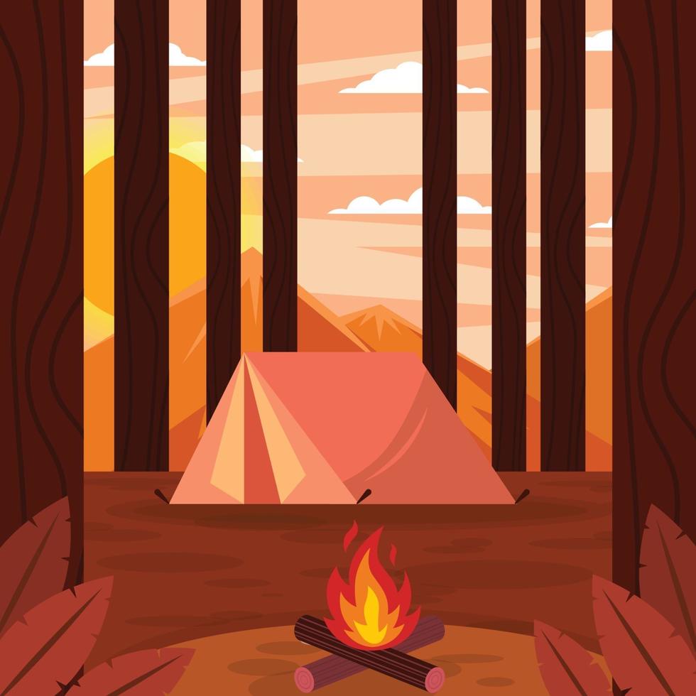 Bonfire Sunset on Camp Ground vector