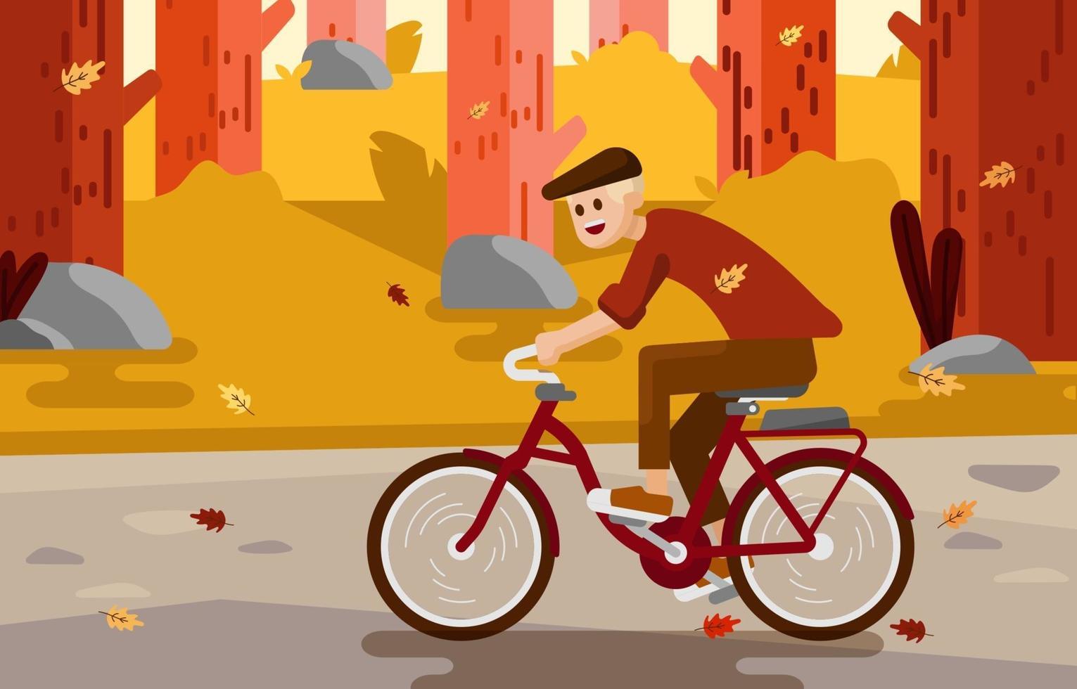 actividad en bicicleta en la temporada de otoño. vector