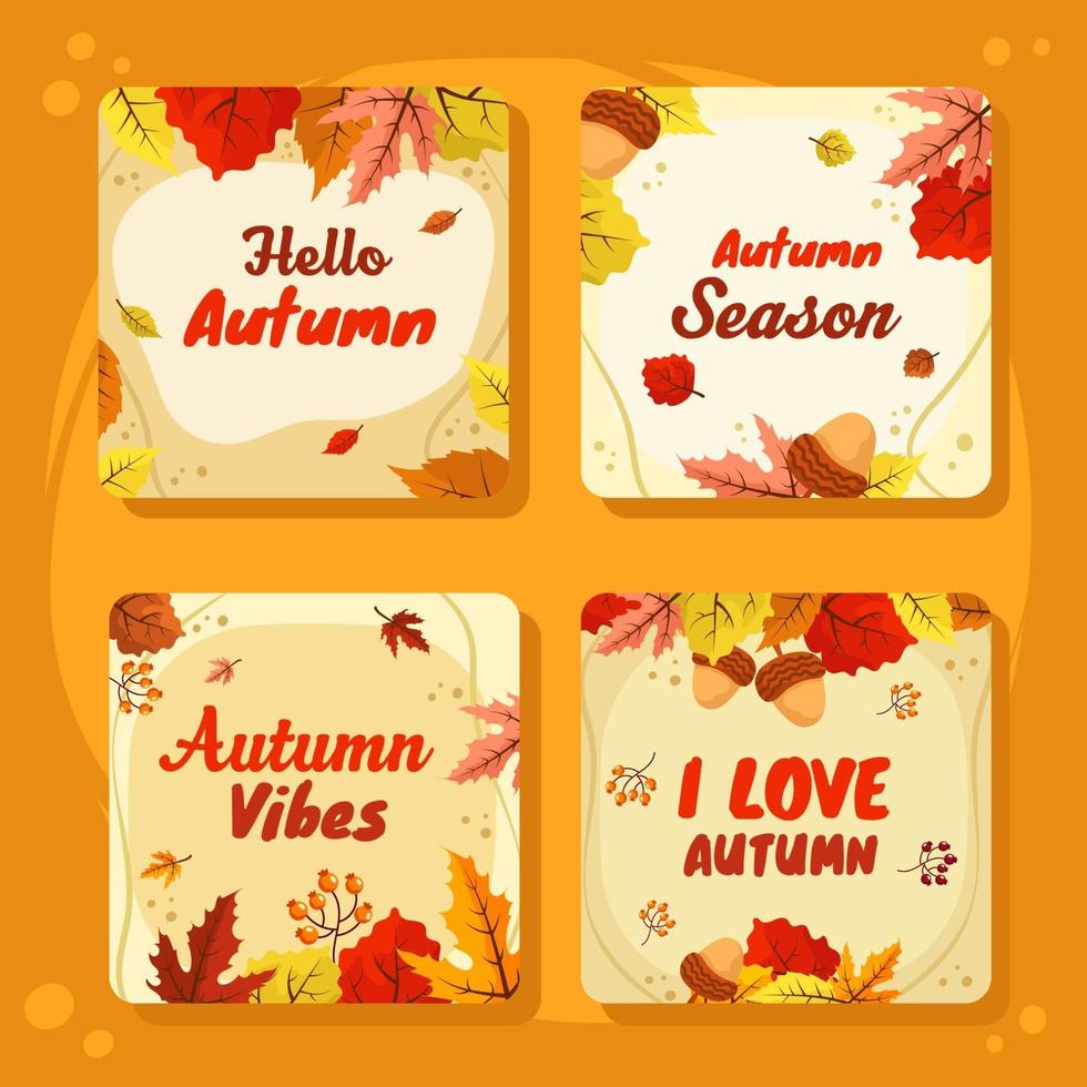 Hand Drawn Autumn Card Collection vector