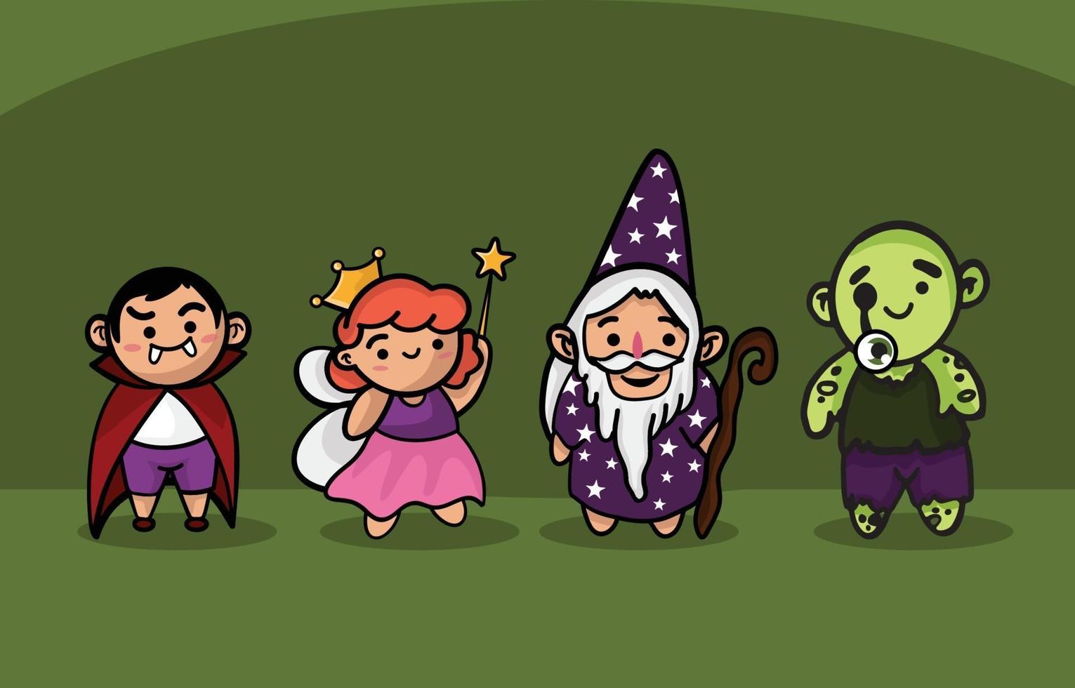 personajes de fiesta de disfraces de halloween vector