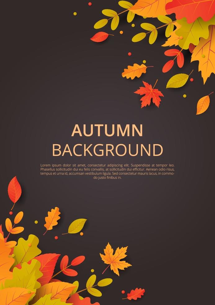 Autumn background with leaves. Vector illustration