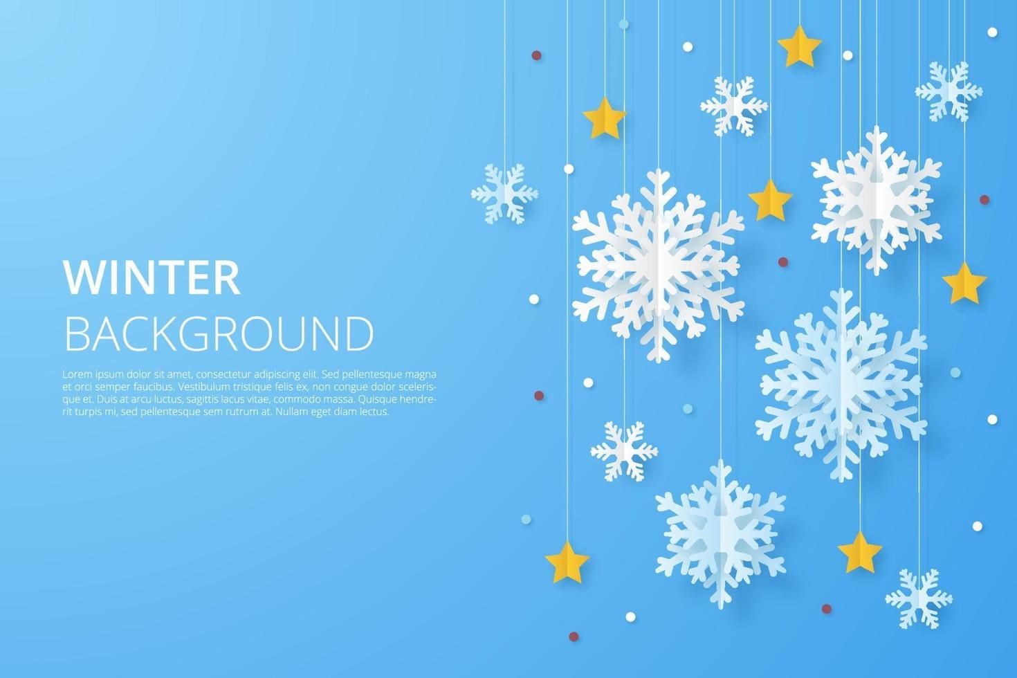 Winter Background. Paper cut Snowfall. Vector illustration