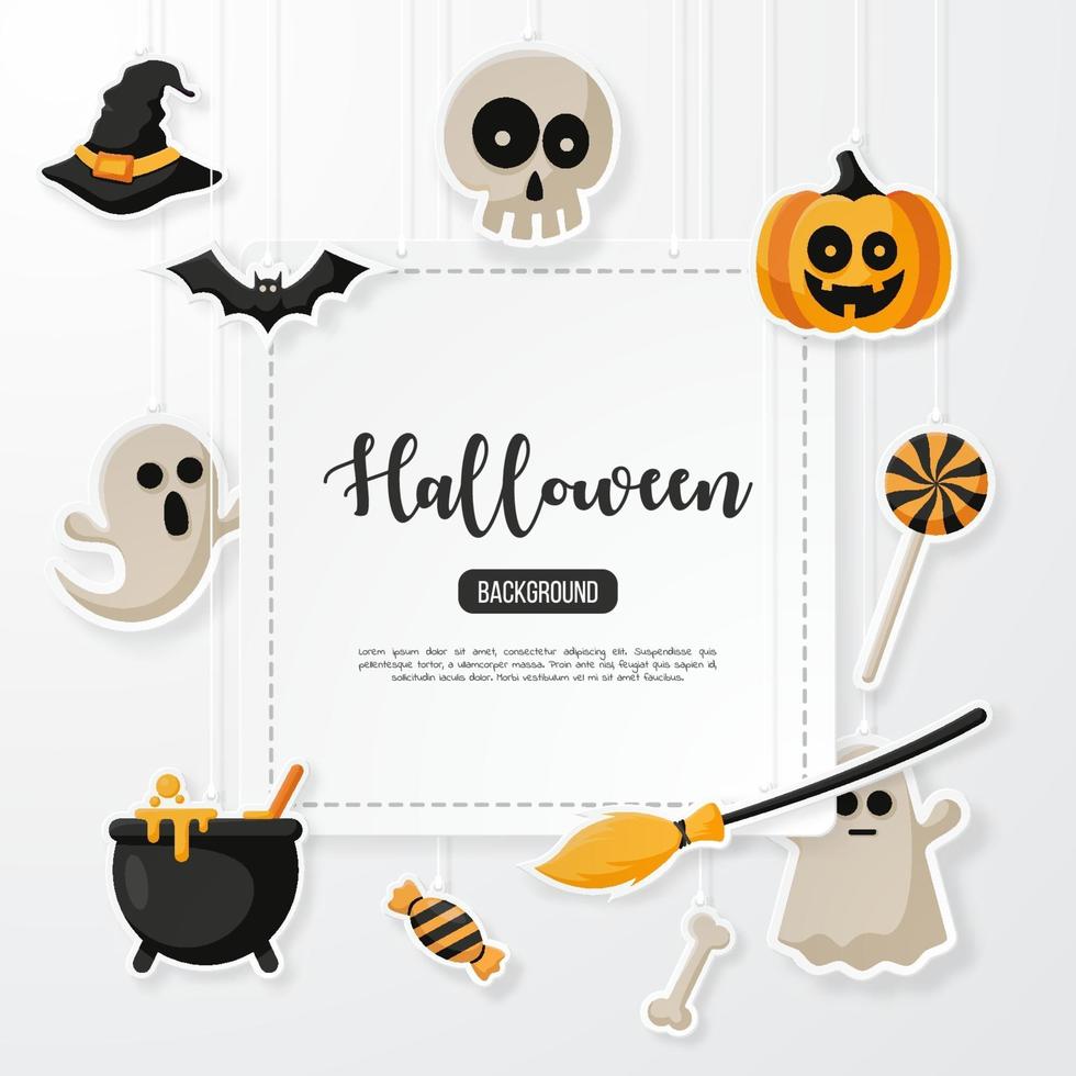 Happy Halloween Background. Paper cut style. Vector illusration
