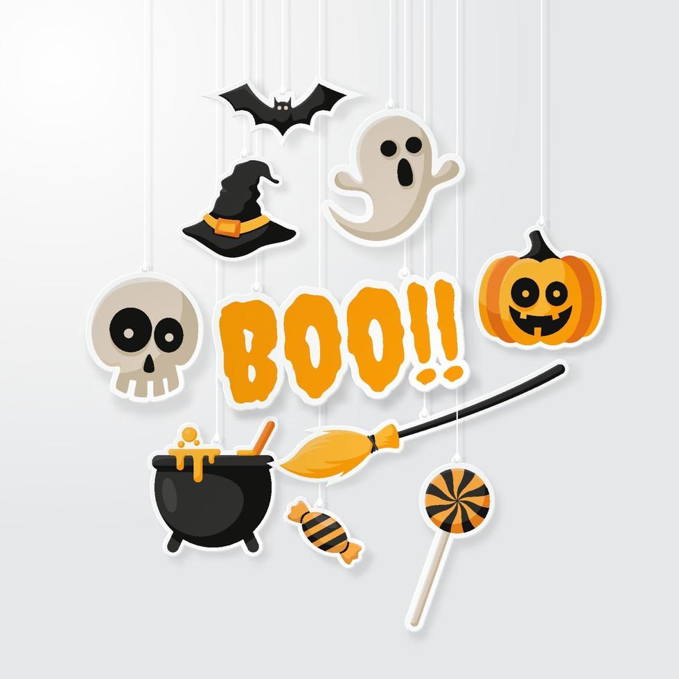 Happy Halloween Background. Paper cut style. Vector illusration