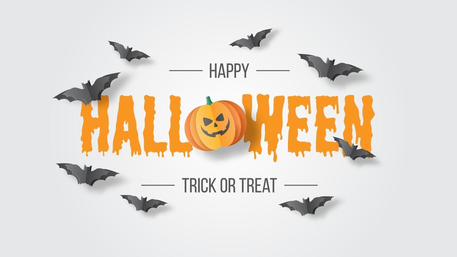Happy Halloween Background. Paper cut style. Vector illusration
