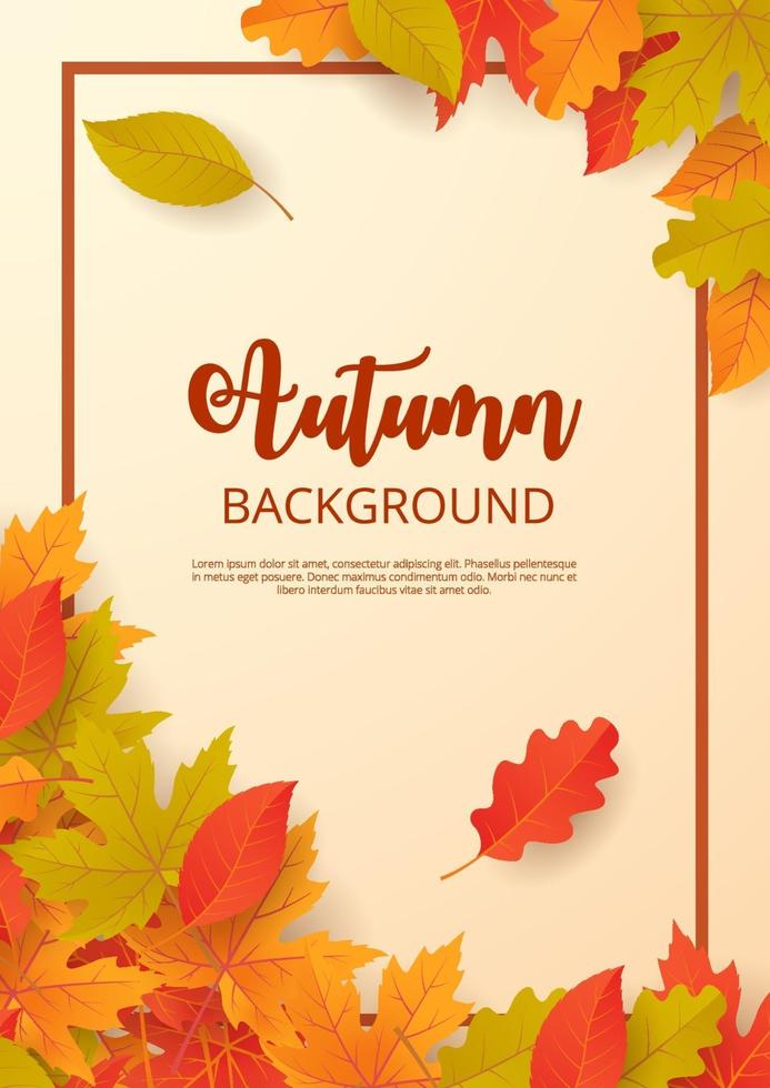 Autumn background with leaves. Vector illustration