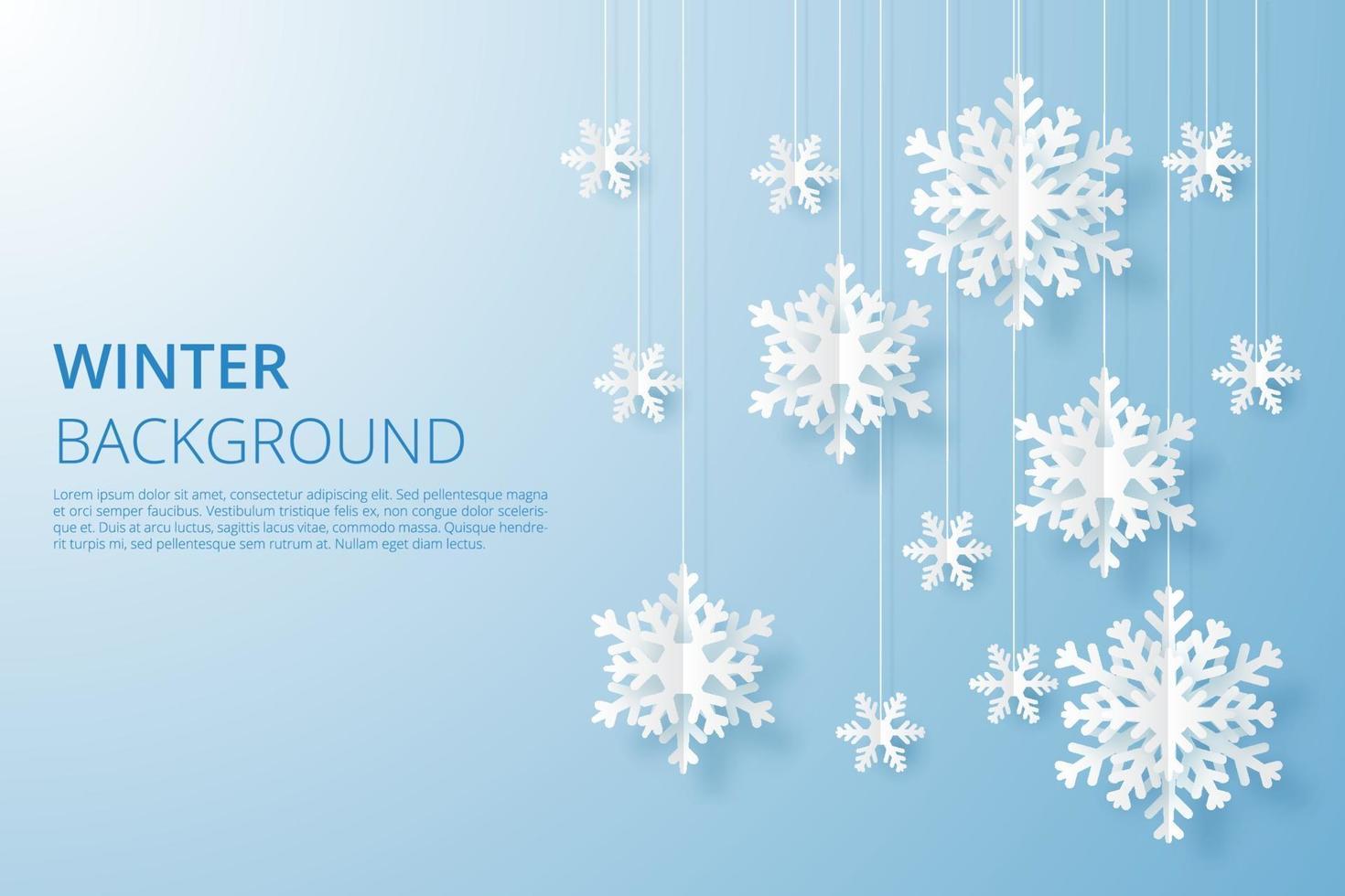 Winter Background. Paper cut Snowfall. Vector illustration