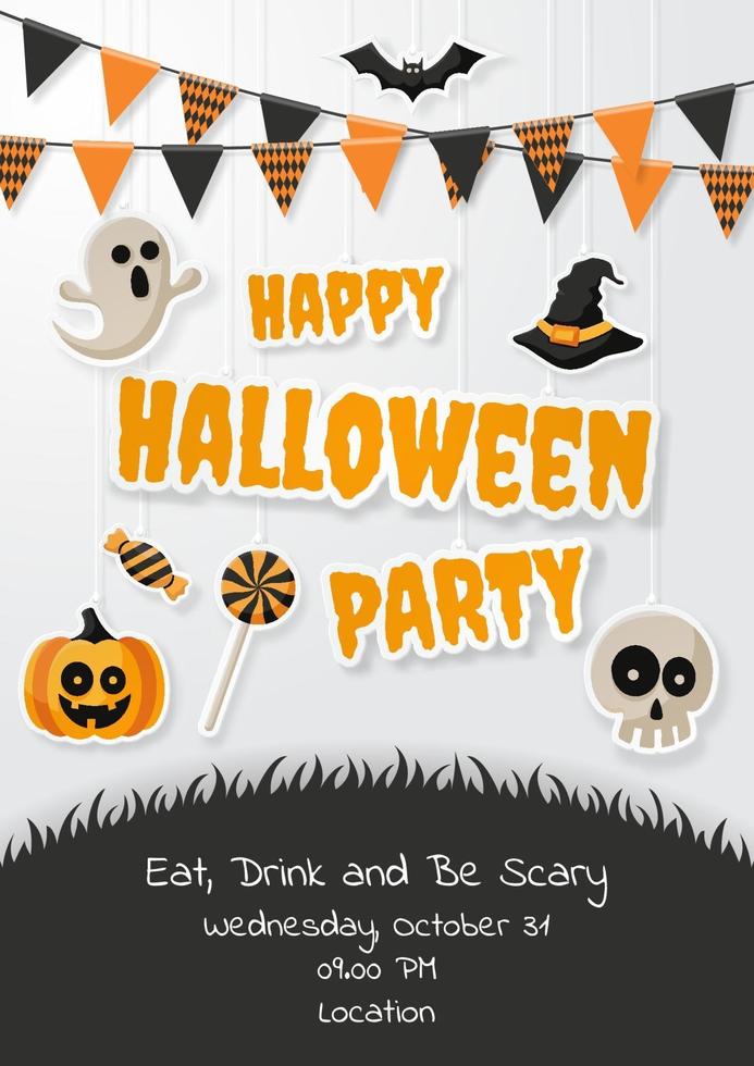 Happy Halloween Party Poster. Vector illusration