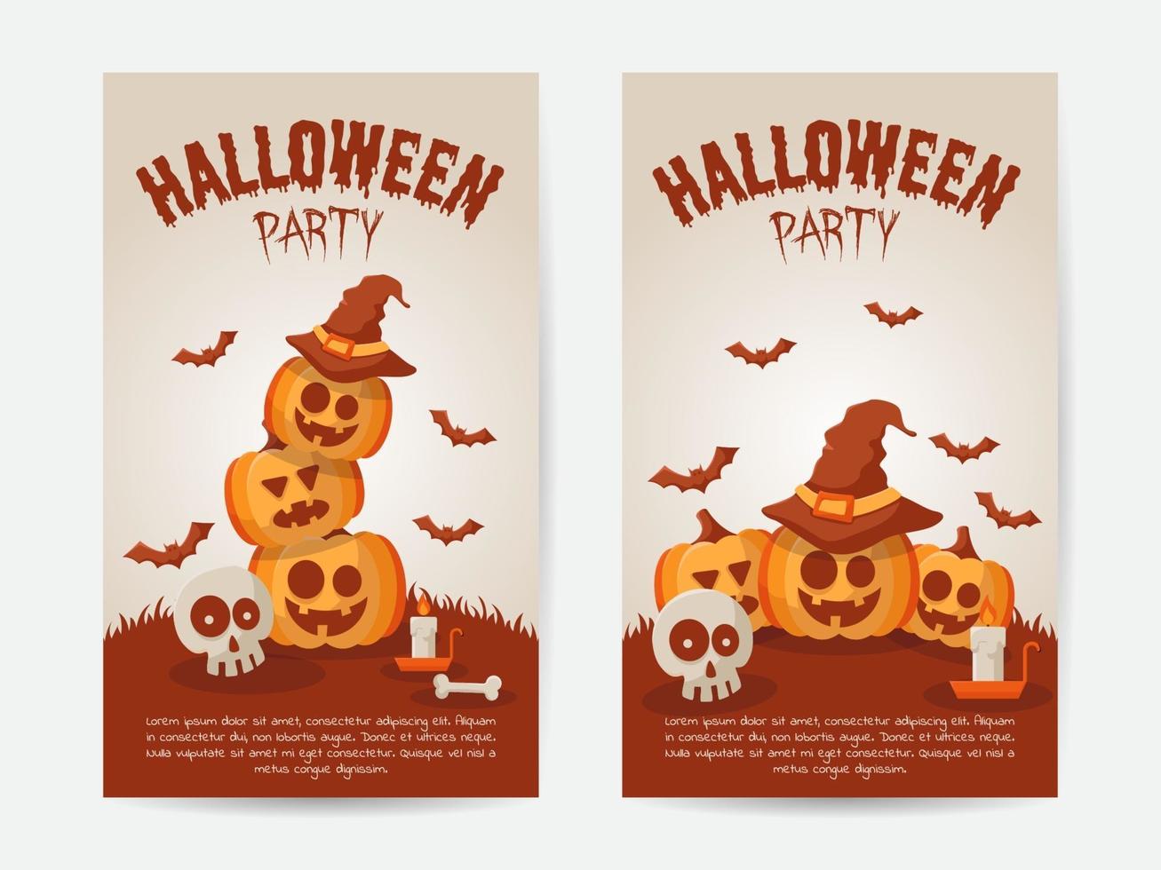 Set of Happy Halloween Party Banner. Vector illusration