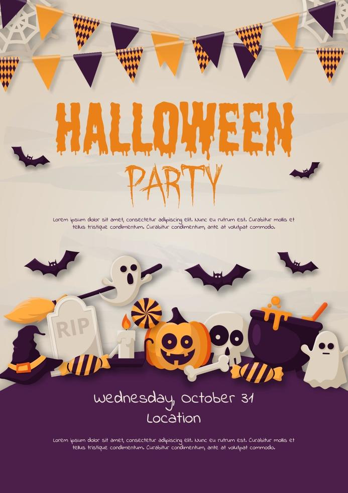 Happy Halloween Party Poster. Vector illusration