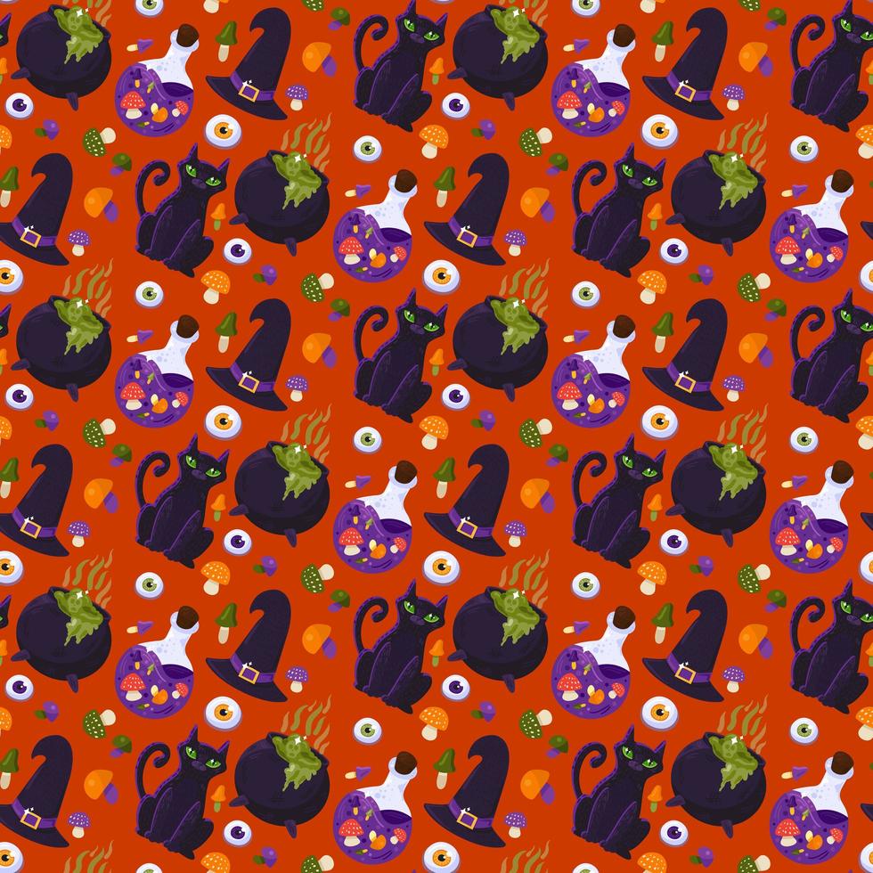 Halloween witch accessory seamless pattern vector