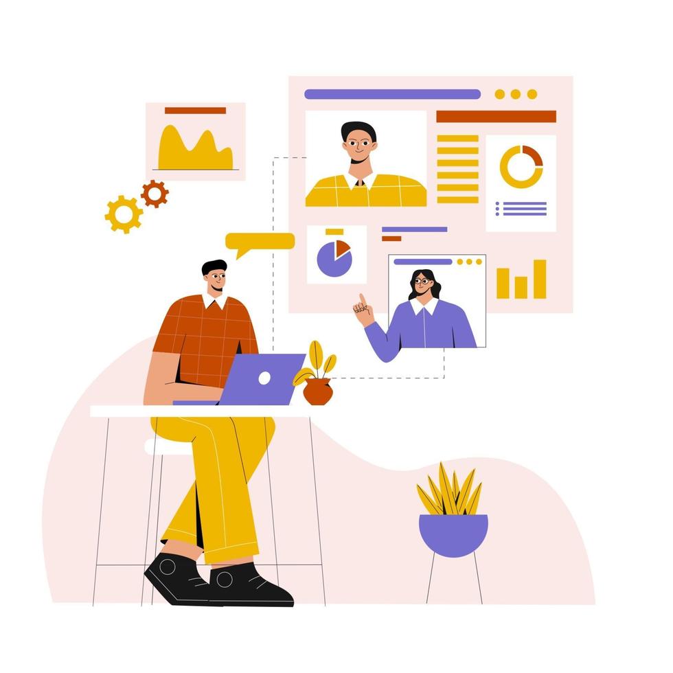 bussiness online meeting flat illustration vector