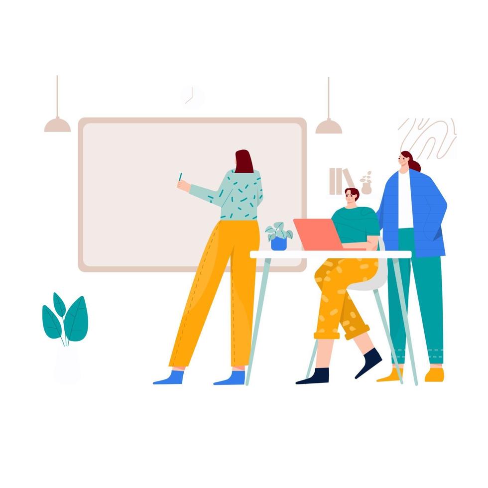 write on white board flat illustration vector