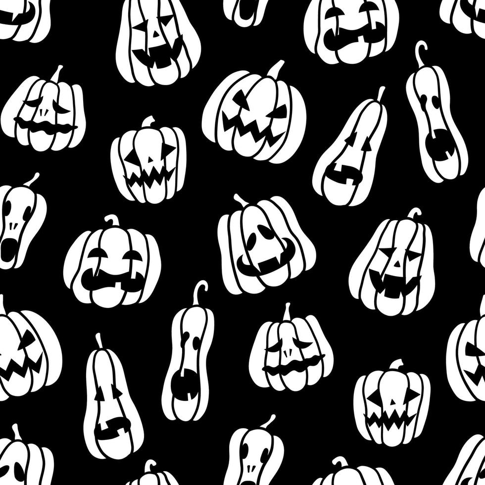 calabazas de halloween. patrón transparente blanco y negro. vector