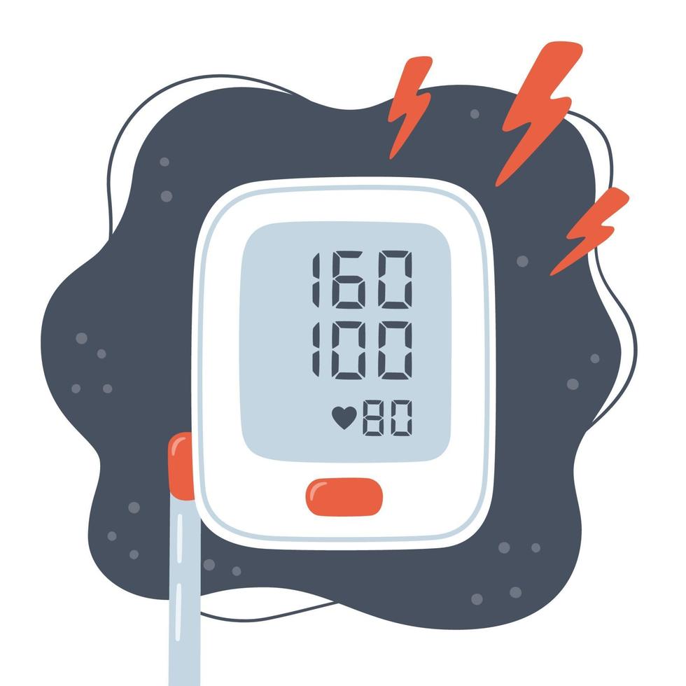 Medical tonometer and high blood pressure. Risk of hypertension. vector