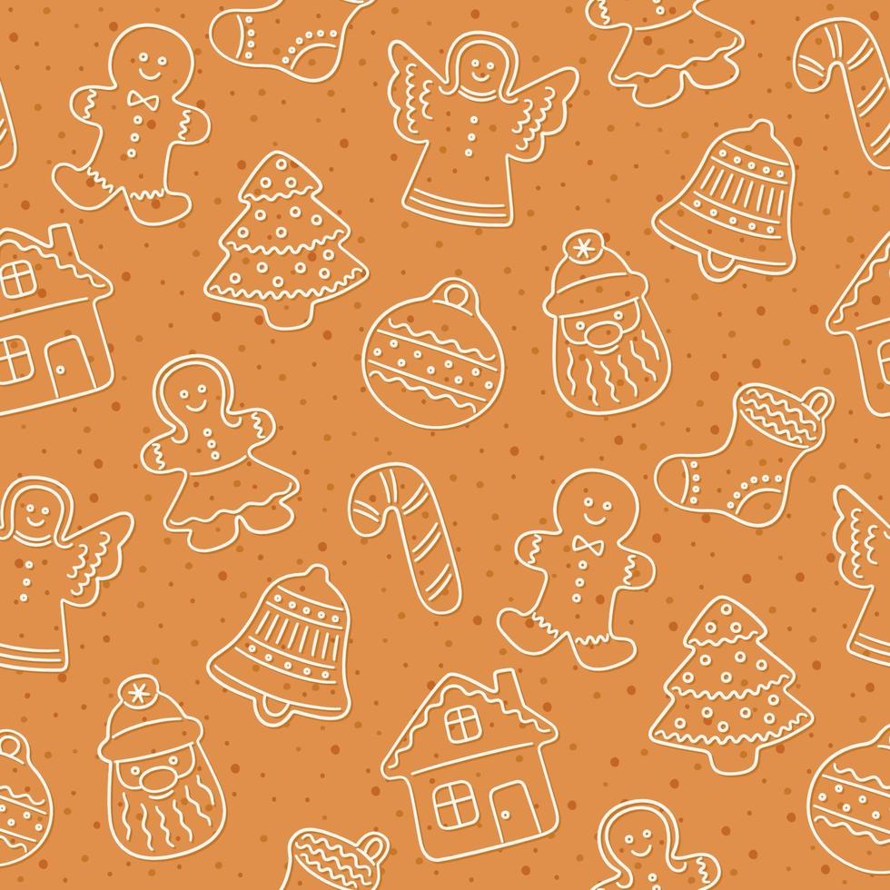 Gingerbread cookies for Christmas. Seamless pattern vector