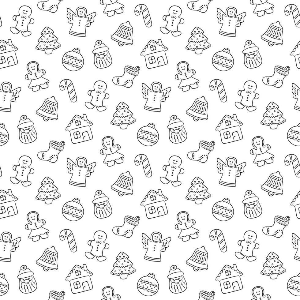 Gingerbread cookies for Christmas. Seamless pattern with gingerbread vector