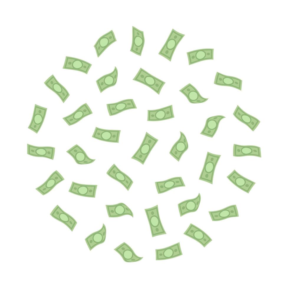 Money cloud in circle shape. Falling dollar banknotes vector