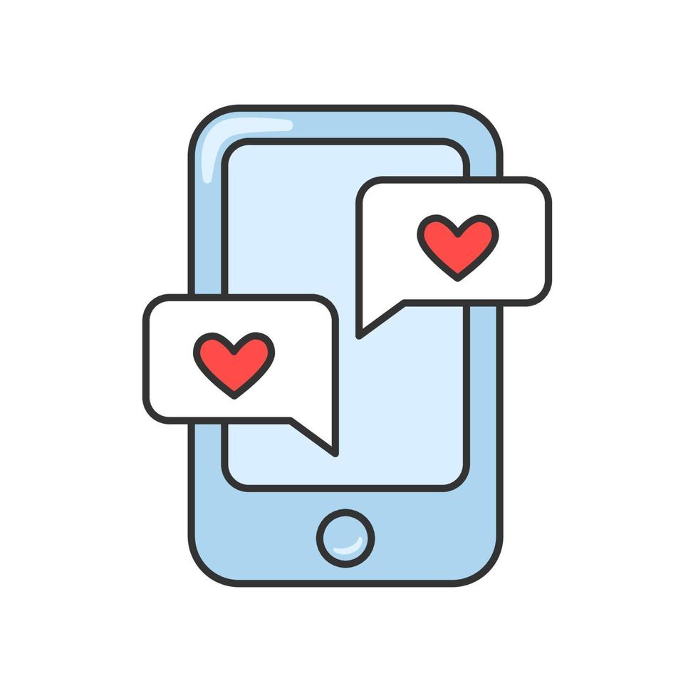 teléfono con icono de mensajes de amor vector