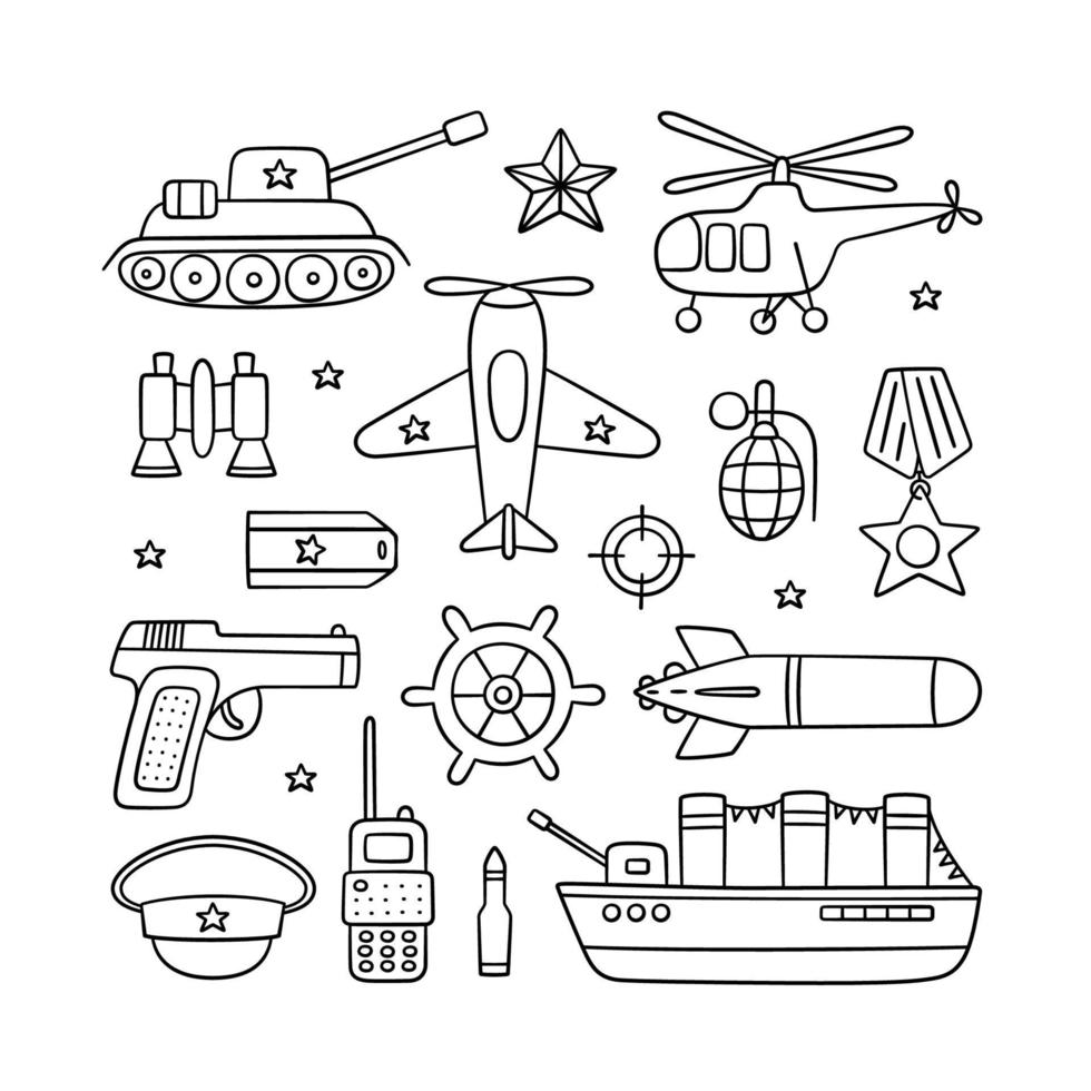 Objects for Defender of the Fatherland Day and Victory day vector