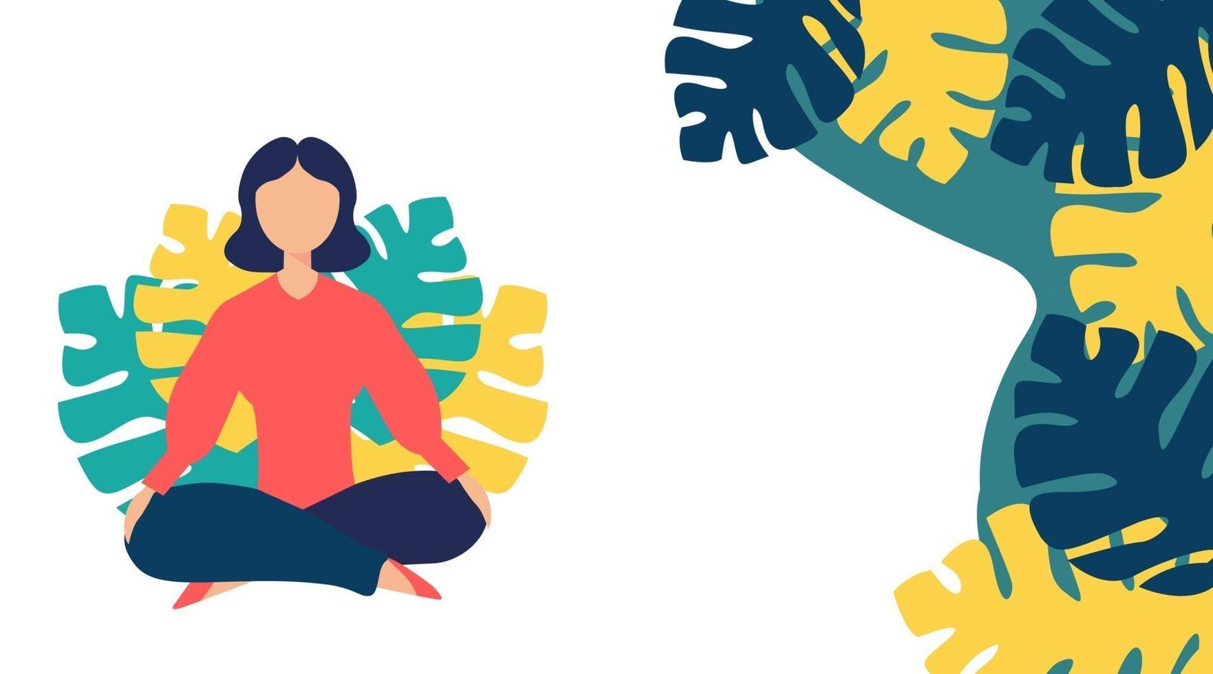 yoga woman with leaves vector