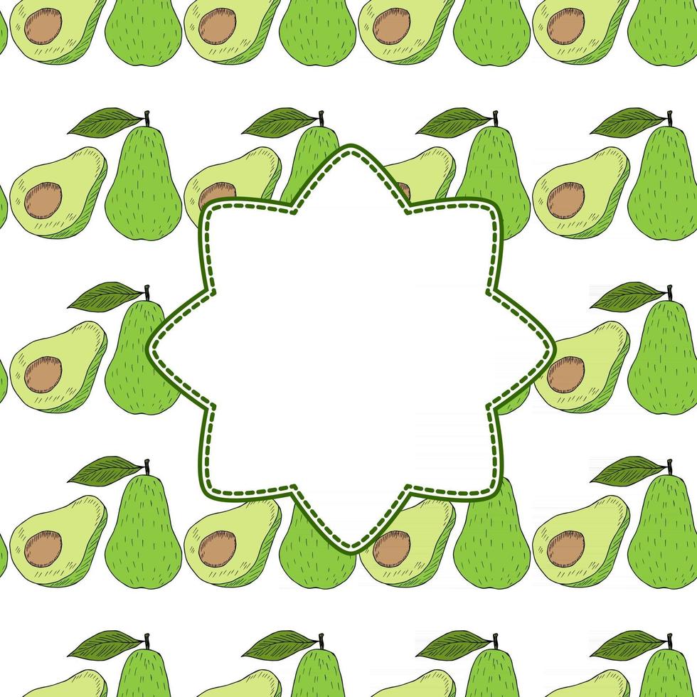Avocado in color, square banner vector