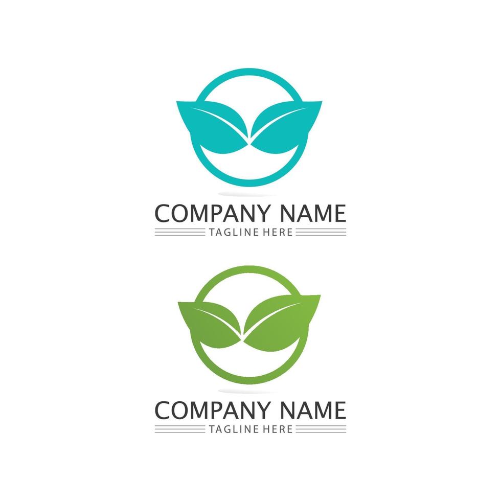 LEAF AND NATURE TREE LOGO FOR BUSINESS VECTOR GREEN PLANT ECOLOGY