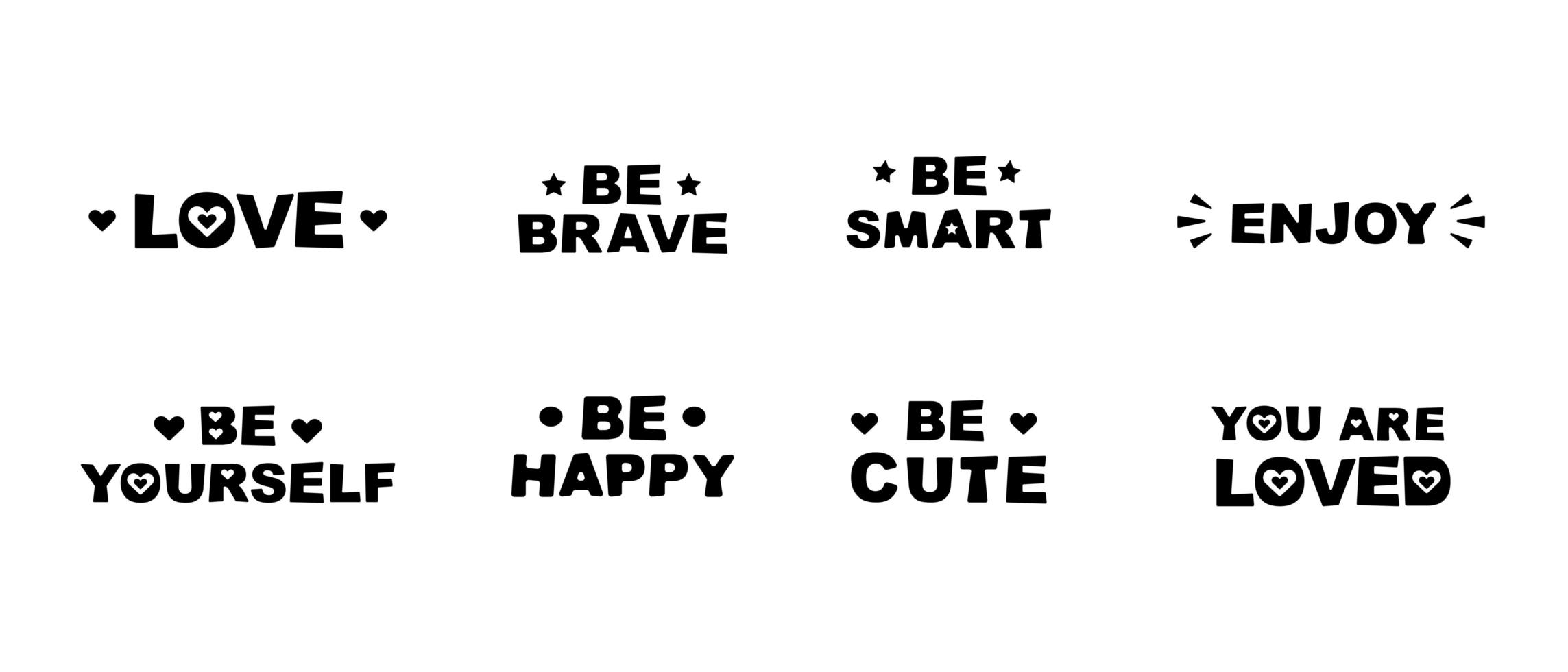 set of cute motivational phrases vector