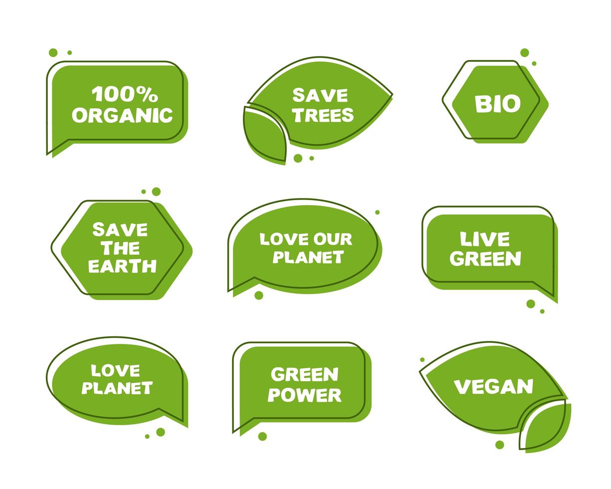 ecological green stickers. eco illustrations 3344043 Vector Art at Vecteezy