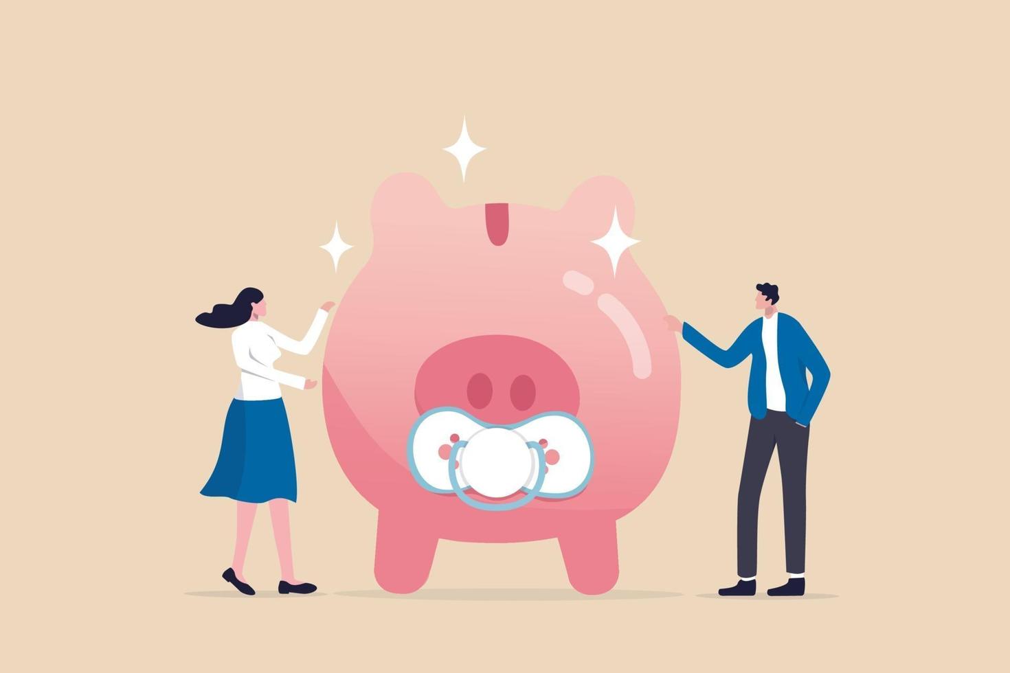 Child care expense planning, spending on having a baby vector