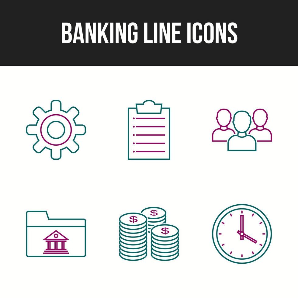 6 Beautiful Banking Line vector icon set