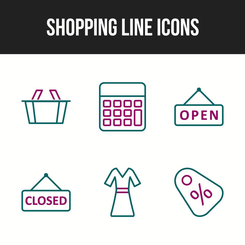 Unique icon set of shopping line icons vector