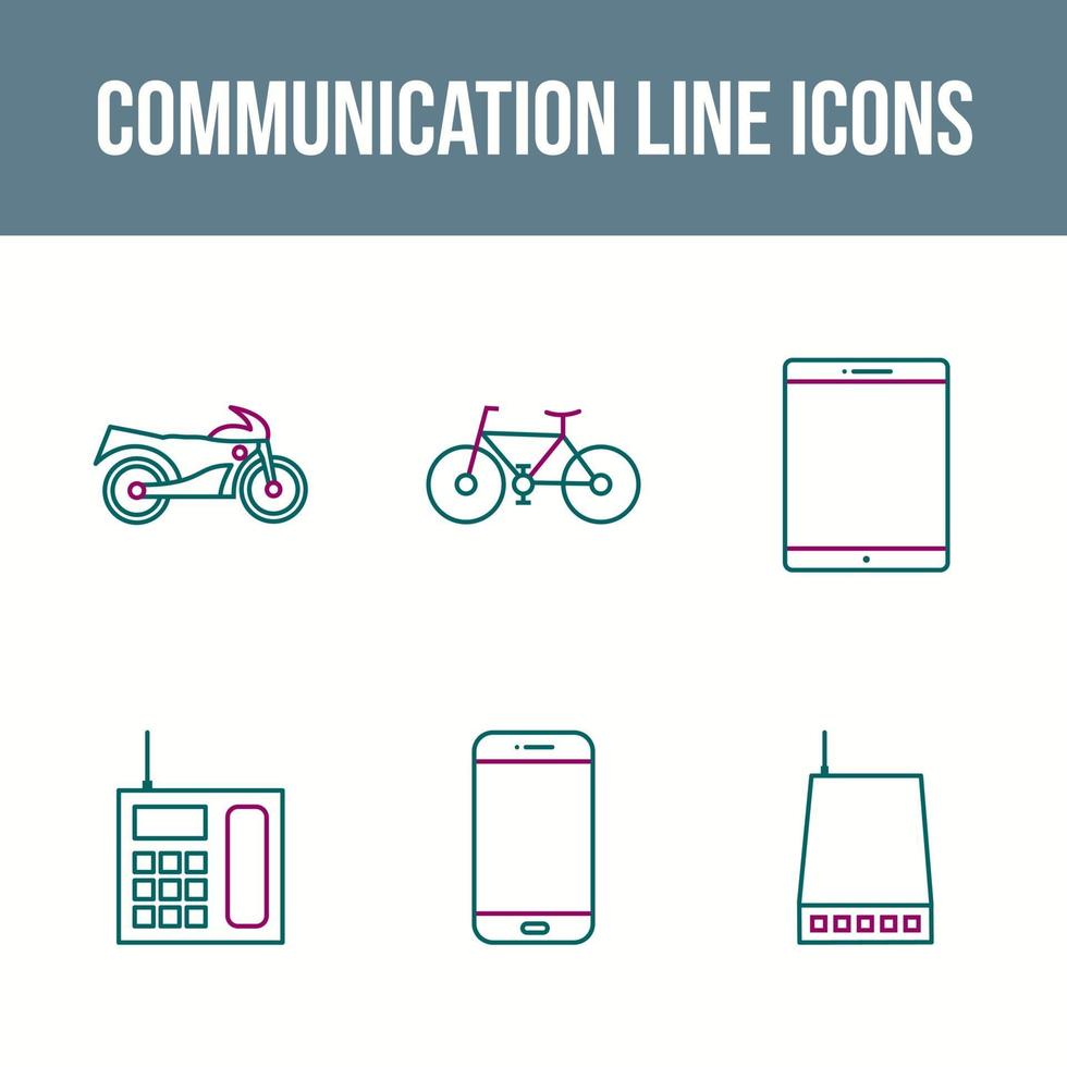 conjunto de iconos de vector de línea de comunicación única