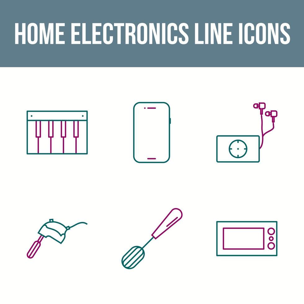 conjunto de iconos de línea de electrónica para el hogar único vector