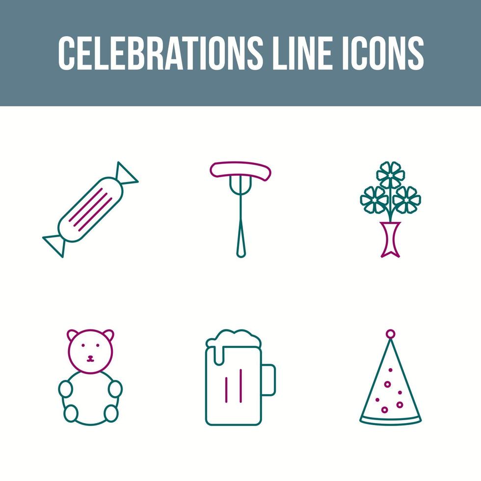 conjunto de iconos de vector de línea de celebración única