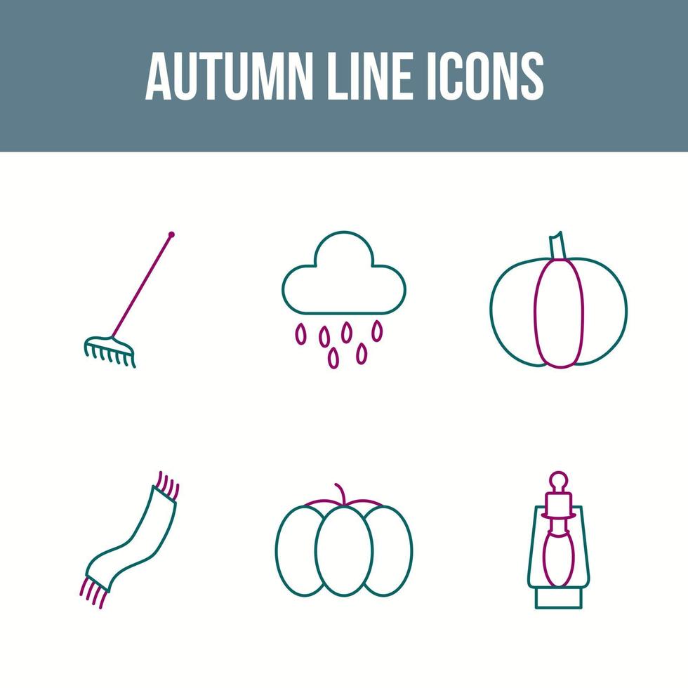 conjunto de iconos de vector de otoño único